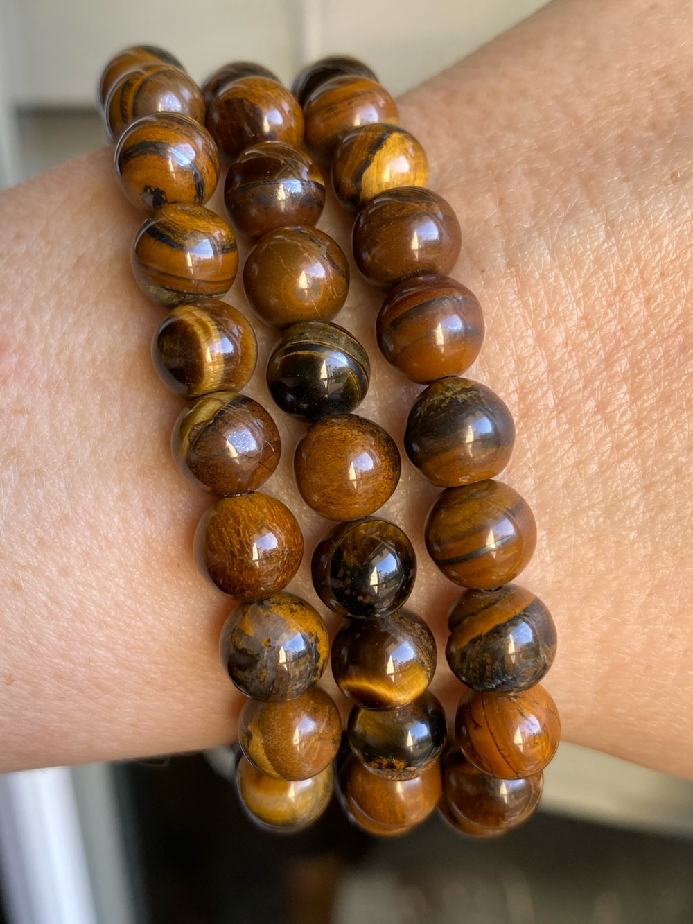 🐯 SET OF 3 — 8mm TIGER’S EYE BRACELETS 🐯